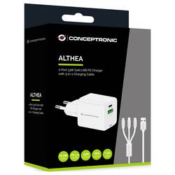 Conceptronic ALTHEA16W 2-Port 33W GaN USB PD Charger USB nabíječka, USB A, USB-C®, 33 W, bílá