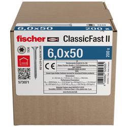 Fischer 573071 šrouby do dřevotřísky 50 mm TX 200 ks
