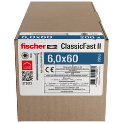 Fischer 573072 šrouby do dřevotřísky 60 mm TX 200 ks