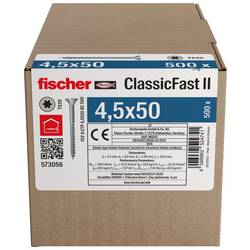 Fischer 573056 šrouby do dřevotřísky 50 mm TX 500 ks