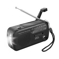 LogiLink SP0074 SP0074 Nouzové rádio, AM, FM, Ruční klika, Solární panel, Funkce powerbanky, stolní lampa, s akumulátorem, černá
