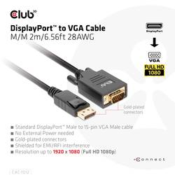 club3D DisplayPort / VGA kabel Konektor DisplayPort, VGA pólové Zástrčka 2.00 m černá CAC-1012 Kabel DisplayPort