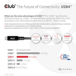 club3D Kabel USB-C USB 4.0 USB-C ® zástrčka 2.00 m černá CAC-1575