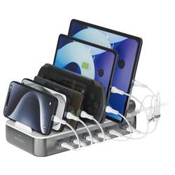 4Smarts Stolní nabíječka, USB Power Delivery (USB-PD) , USB A, USB-C®, Lightning, microUSB, 100 W, Quick Charge, Dodávka energie, bílá, šedá