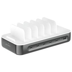 4Smarts Stolní nabíječka, USB Power Delivery (USB-PD) , USB A, USB-C®, Lightning, microUSB, 100 W, Quick Charge, Dodávka energie, bílá, šedá