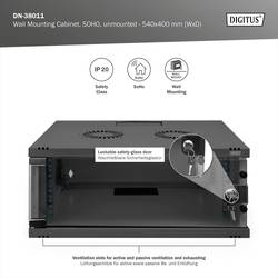 Digitus DN-38011 19 nástěnná rozváděcí skříň (š x v x h) 540 x 241 x 400 mm 4 U černá (RAL 9005), černá
