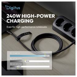 Digitus Kabel USB-C USB 4.0 USB-C®, USB-C ® zástrčka 0.5 m černá 16K UHD, 10K UHD, 8K UHD, 4K UHD, S průchodkou chránící proti zlomení, silikonový, flexibilní