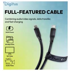 Digitus Kabel USB-C USB 4.0 USB-C®, USB-C ® zástrčka 0.5 m černá 16K UHD, 10K UHD, 8K UHD, 4K UHD, S průchodkou chránící proti zlomení, silikonový, flexibilní