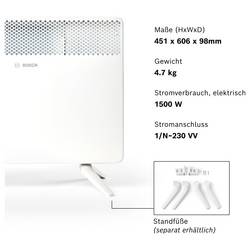 Bosch Home Comfort 7738345645 konvektor, HC4000-15, 1500 W, bílá
