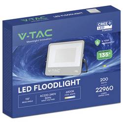 V-TAC V-TAC Faro LED Slim SMD Chip CREE 200W 135LM/W Cavo 1m Nero 6500K IP65 232216 venkovní LED reflektor Energetická třída (EEK2021): D (A - G) 200 W Barvy