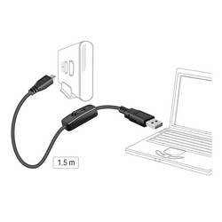 Delock USB kabel USB 2.0 USB-A zástrčka, USB Micro-B zástrčka 1.50 m černá vč. spínače ZAP/VYP 84803