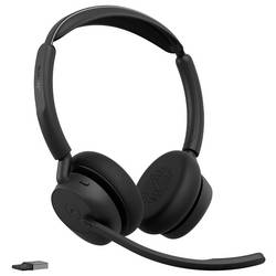 Jabra Evolve3 45 Stereo, LINK 390a, MS Headset otevřená (On Ear) Bluetooth®, Bez kabelu černá