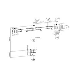 Digitus DA-90400 držák na stůl pro monitor 2 Displej: (s) 33,0 cm (13) - 81,3 cm (32) černá, černá (matná) otočný, nastavitelná výška, naklápěcí, otočný,