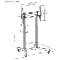 SpeaKa Professional SP-TVC-1700 TV kolečkový vozík 139,7 cm (55) - 254,0 cm (100) podlahový stojan, naklápěcí, s pohonem, nastavitelná výška Antikolizní funkce