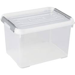 Curver 243808 Úložný box, HANDY, stohovatelné, (d x š x v) 400 x 290 x 260 mm, transparentní, stříbrná, 1 ks