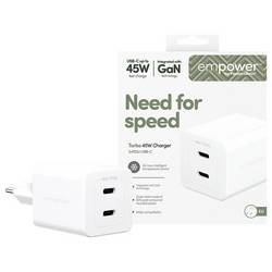 PanzerGlass empower USB nabíječka, USB Power Delivery (USB-PD) , Rychlonabíječka, GaN, 45 W, USB PD 3.1, bílá