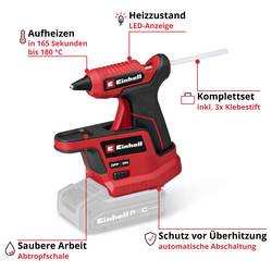 Einhell TE-CG 18/7 Li - Solo aku tavná lepicí pistole, bez akumulátoru, bez nabíječky, Ø 7 mm, 18 V/DC, 1 ks, 4522205