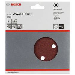 Bosch Accessories Expert for Wood 2608605718 brusné papíry pro excentrické brusky na suchý zip, s otvory Zrnitost 80 (Ø x d) 150 mm x 150 mm 5 ks
