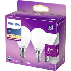 Philips LED 77771500 LED Energetická třída (EEK2021) F (A - G) E14 kapkový tvar 4.3 W = 40 W teplá bílá (Ø x v) 4.5 cm x 8.2 cm 2 ks