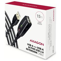 AXAGON USB kabel USB 2.0 USB-A zásuvka, USB-A zástrčka 15 m černá Aktivní se zesílením signálu ADR-215