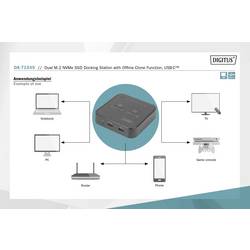 Digitus DA-71545 USB-C™ (USB 3.2 Gen 2) M.2 PCIe NVMe, M.2 dokovací stanice pro pevný disk s funkcí klonování
