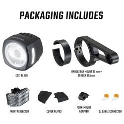 Sigma sada světlometů na kolo EOX FL 150 w/Mount & Extension Cable LED přes palubní síť