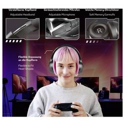 LogiLink BT0070 sluchátka uzavřená (Over Ear) Bluetooth® černá Redukce šumu mikrofonu headset, čelový pásek Gaming