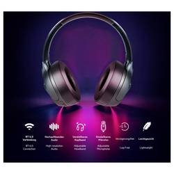 LogiLink BT0070 sluchátka uzavřená (Over Ear) Bluetooth® černá Redukce šumu mikrofonu headset, čelový pásek Gaming