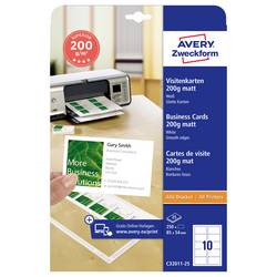 Avery-Zweckform C32011-25 potisknutelné vizitky, hladké hrany 85 x 54 mm bílá 250 ks Formát papíru: A4