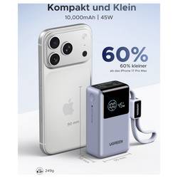UGREEN powerbanka Li-Ion, 10000 mAh, Power Delivery 3.0, stříbrná, Indikátor stavu