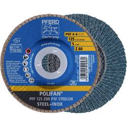 PFERD TOOLS 67668125 PFF 125 Z 80 PSF STEELOX vějířový brusný kotouč Průměr 125 mm Ø otvoru 22.23 mm Zrnitost 80 nerezová ocel, ocel 10 ks