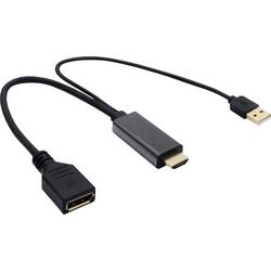 Value 12.99.3146 DisplayPort / HDMI / USB adaptér [2x HDMI zástrčka, USB-A konektor - 1x zásuvka DisplayPort] černá 4K UHD 0.30 m