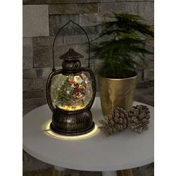 Konstsmide 3497-000 LED svítilna Santa Claus teplá bílá mosaz s motivem sněhu, naplněné vodou, časoměřič, se spínačem