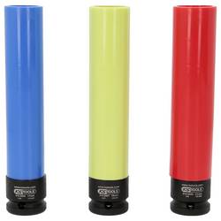 KS Tools 515.0865 Sada hliníkových hlavic na nástrčný klíč, extra dlouhé, 3 ks, 1/2, 17, 19, 21 mm