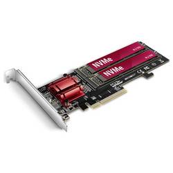 AXAGON PCEM2-ND 2 porty Řadič M.2 PCIe x8 Vhodný pro (SSD): 2230, 2242, 2260, 2280, 22110 vč. nízkoprofilového krycího plechu na prázdný slot