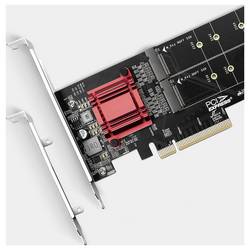 AXAGON PCEM2-ND 2 porty Řadič M.2 PCIe x8 Vhodný pro (SSD): 2230, 2242, 2260, 2280, 22110 vč. nízkoprofilového krycího plechu na prázdný slot