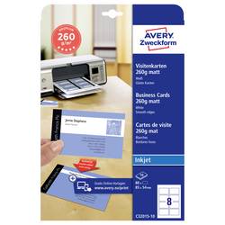 Avery-Zweckform C32015-10 potisknutelné vizitky, hladké hrany 85 x 54 mm bílá 80 ks Formát papíru: A4