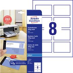 Avery-Zweckform C32015-10 potisknutelné vizitky, hladké hrany 85 x 54 mm bílá 80 ks Formát papíru: A4