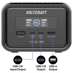 VOLTCRAFT VC-GL-100 Nabíjecí stanice 6.2 Ah Dodávka energie LiFePO4 černá Indikátor stavu