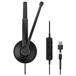 EPOS IMPACT 100 MS Headset otevřená (On Ear) kabelová stereo černá Potlačení hluku headset, Vypnutí zvuku mikrofonu, regulace hlasitosti, Tlačítko Microsoft