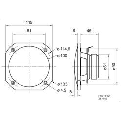 Visaton FRS 10 WP - 8 Ohm 4 palec 10 cm širokopásmový reproduktor 25 W 8 Ω černá reproduktor do sauny, Vestavné reproduktory, Odolný proti mořské vodě