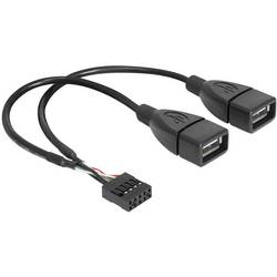 Delock USB kabel USB 2.0 plochý konektor 8pol. , USB-A zásuvka 0.20 m černá UL certifikace 83292