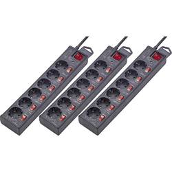 Renkforce RF-3050852 zásuvková lišta s přepěťovou ochranou 6násobná černá DE schuko zástrčka/zásuvky 3 ks