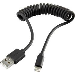 Renkforce USB kabel USB 2.0 USB-A zástrčka, Apple Lightning konektor 0.95 m černá spirálový kabel RF-4087422