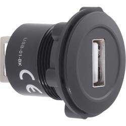 TRU COMPONENTS USB-01-BK USB vestavný konektor zásuvka, vestavná USB zásuvka typ A ⇔ USB zásuvka typ A Množství: 1 ks