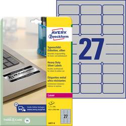 Avery-Zweckform L6011-8 etikety 63.5 x 29.6 mm poylesterová fólie stříbrná 216 ks permanentní typové štítky laser, kopie
