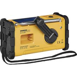 Sangean MMR-88 outdoorové rádio FM, AM nouzové rádio s USB nabíječkou, stolní lampa, s akumulátorem, Ruční klika, Solární panel černá, žlutá