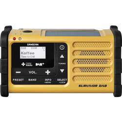 Sangean Survivor DAB outdoorové rádio DAB+, FM nouzové rádio  s USB nabíječkou, stolní lampa, s akumulátorem, Ruční klika, Solární panel žlutá