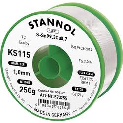 Stannol KS115 bezolovnatý pájecí cín cívka Sn99,3Cu0,7 ROM1 250 g 1 mm