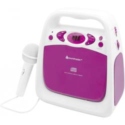 soundmaster KCD 50 dětský CD přehrávač AUX, CD, FM, USB vč. karaoke, včetně mikrofonu růžová